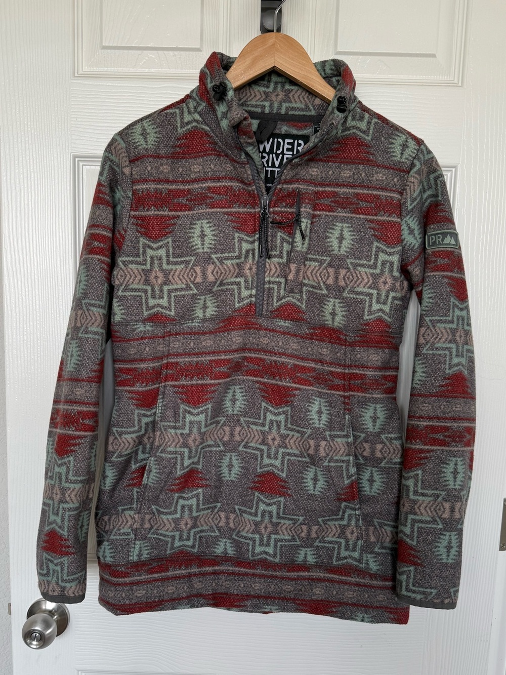 Quarter Zip Pullover Long Sleeve Western Print Sweater Sweatshirt Small